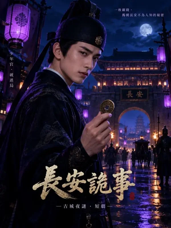 长安夜行录竖版海报，古装题材短剧