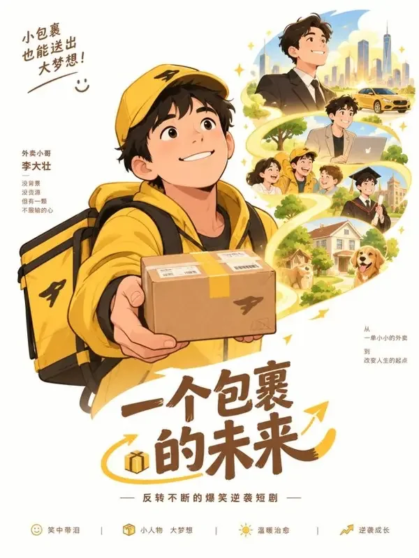 红果短剧《送快递送到首富》封面 - 逆袭小哥题材短剧